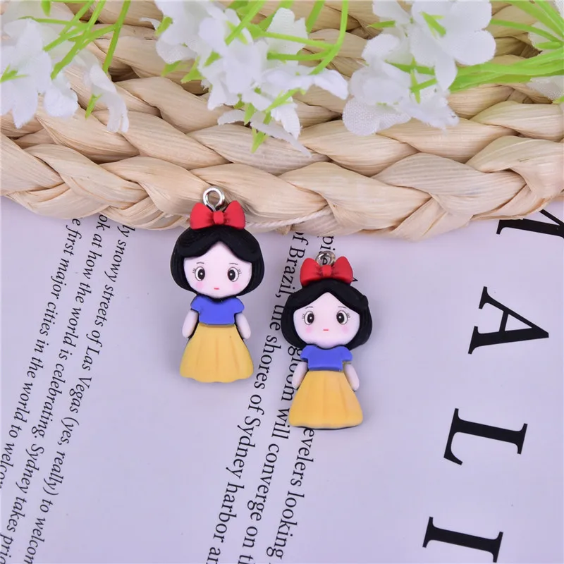 10Pcs Resin Cartoon Princess Girl Charms for Earrings Pendant Necklace Keychain DIY Fashion Jewelry Making Accessories