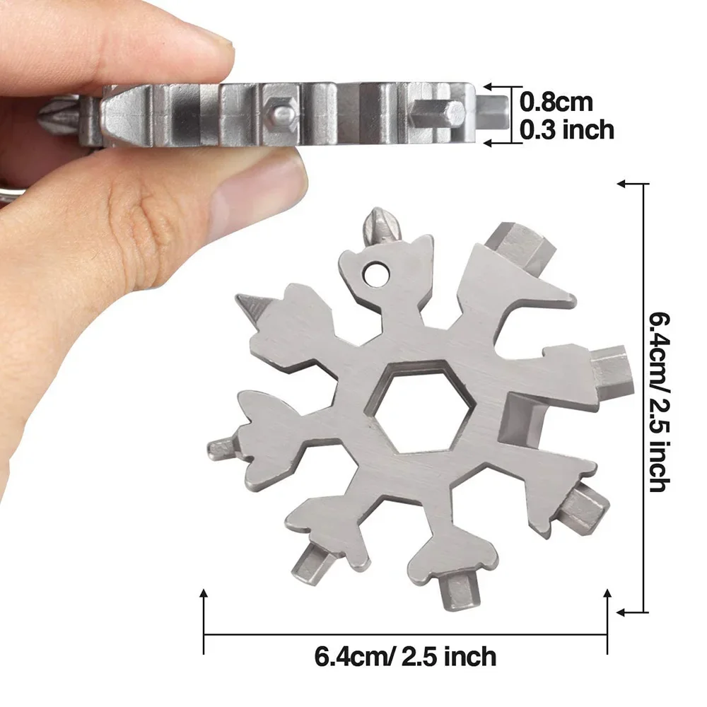 18 in 1 Snowflake Spanner Keyring Hex Multifunction Outdoor Hike Wrench Key Ring Pocket Multipurpose Camp Survive Hand Tools
