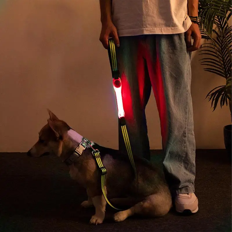 Pet Dog Collar LED Light-Up Wristband Slap Bracelets Flashing Light Glow In The Dark Reflective Armband Warning Lights For Walk