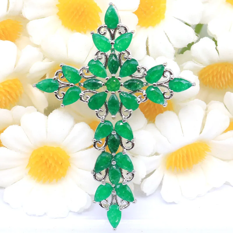 

Buy 6 Get 1 Free 49x35mm Classic Long Cross Multi Color Golden Citrine Aquamarine Real Emerald Woman's Engagement Silver Pendant
