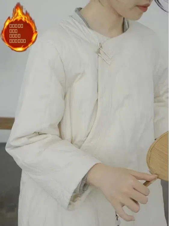 

Зимний женский хлопково-льняной костюм для чая, хлопковый костюм на пуговицах сбоку, цельный Dr, традиционный китайский сле