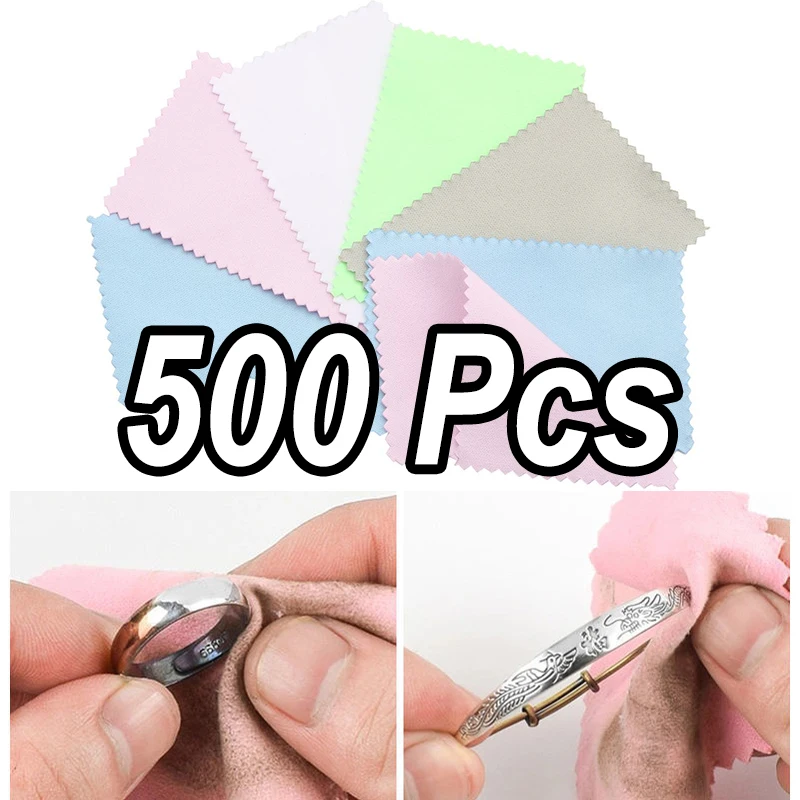 10-500Pcs Wipe Wiping Cloth Soft Polishing Cloth for Jewelry Clean Tool,Bracelet,Necklaces,Rings,Silver Clean Polishing Cloth