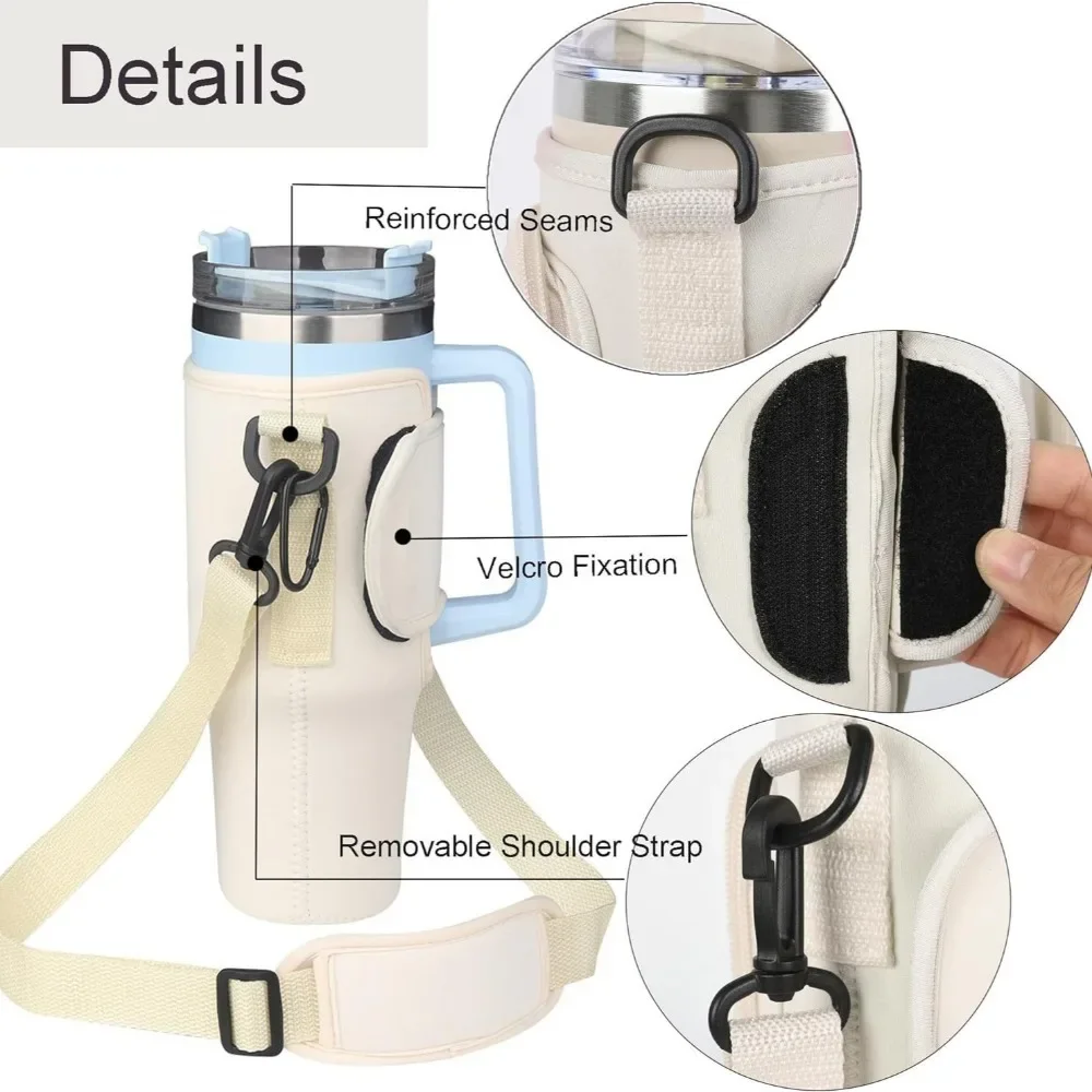 스탠리 퀀처 컵 슬리브 네오프렌 물병 캐리어 백, 조절 가능한 어깨 스트랩, 물병 거치대 파우치, 40oz