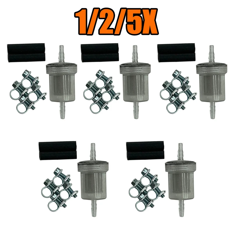 

1/2/5 Bundle Diesel In-Line Oil Fuel Filter & Connction Pipe & Clamp For Webasto Eberspacher Car Truck Air Diesel Parking Heater