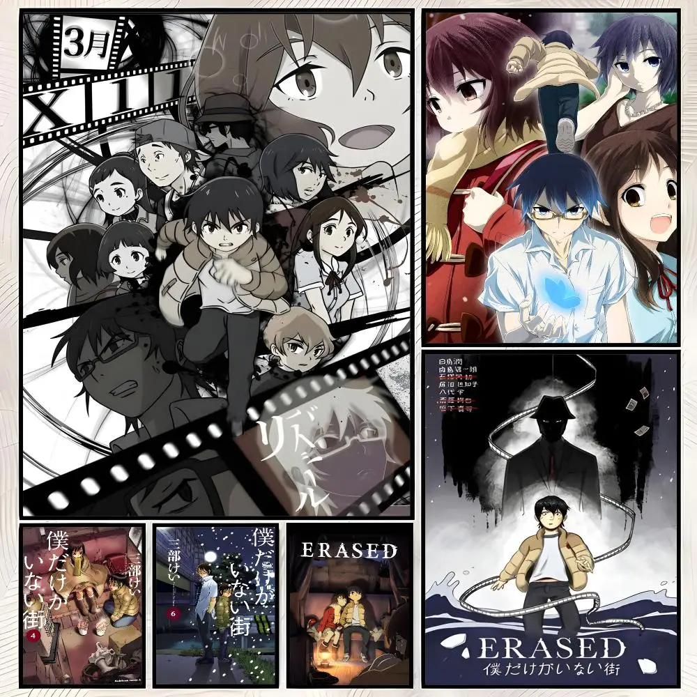 Anime Mystery Thriller ERASED Poster Self-Stick HD PP paper Wall Art  Waterproof Decor for Bedroom, Living Room，Gift