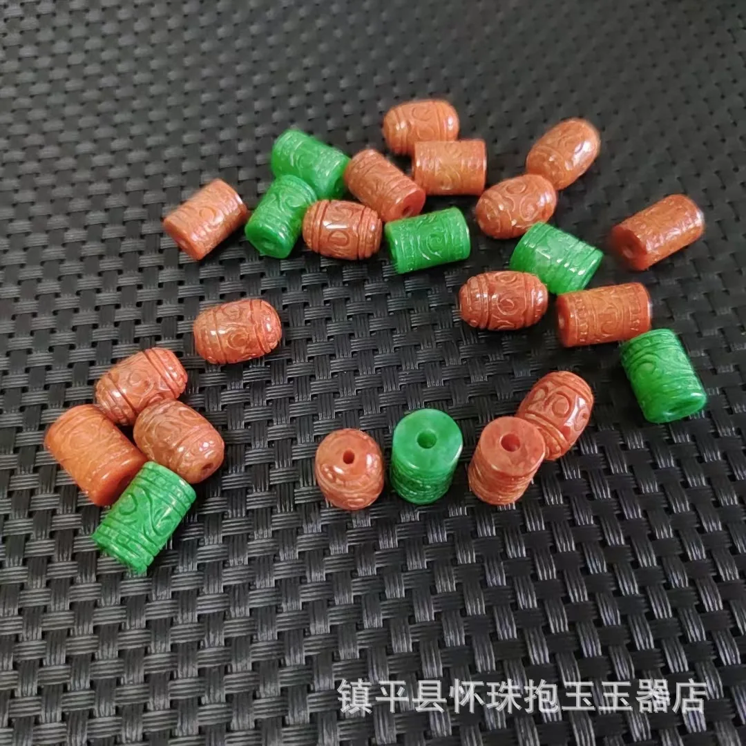 1pcs 15*11mm Jadeite Bashan Jade Red Jadeite Loose Bead Jewelry Bracelet Necklace Bead Dry Blue Straight Small pendant