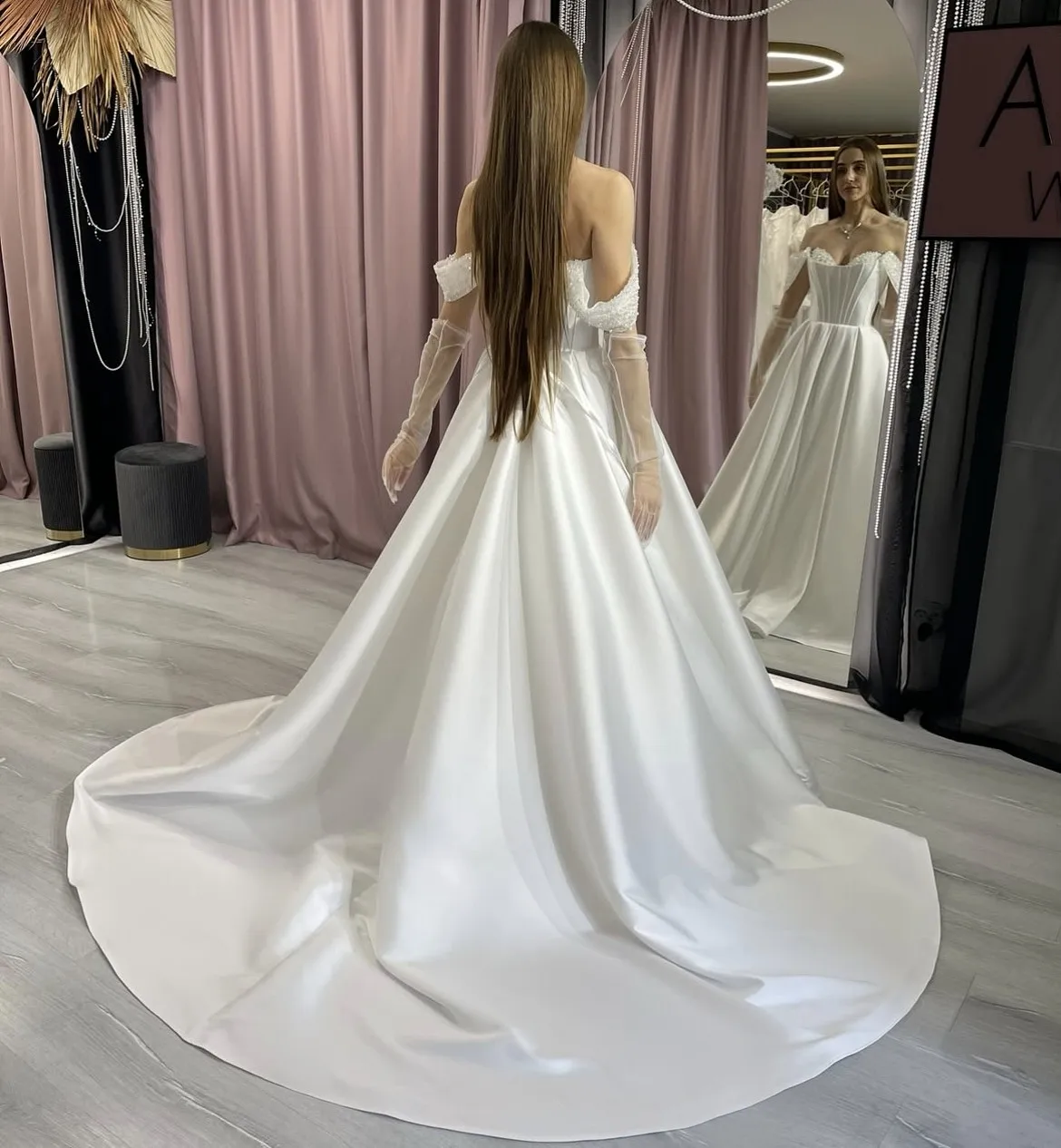 Crystal Wedding Dresses Sweetheart A-Line Floor Length Satin Bridal Dresses Lace Up Back Bridal Gowns vestido de noiva 2027