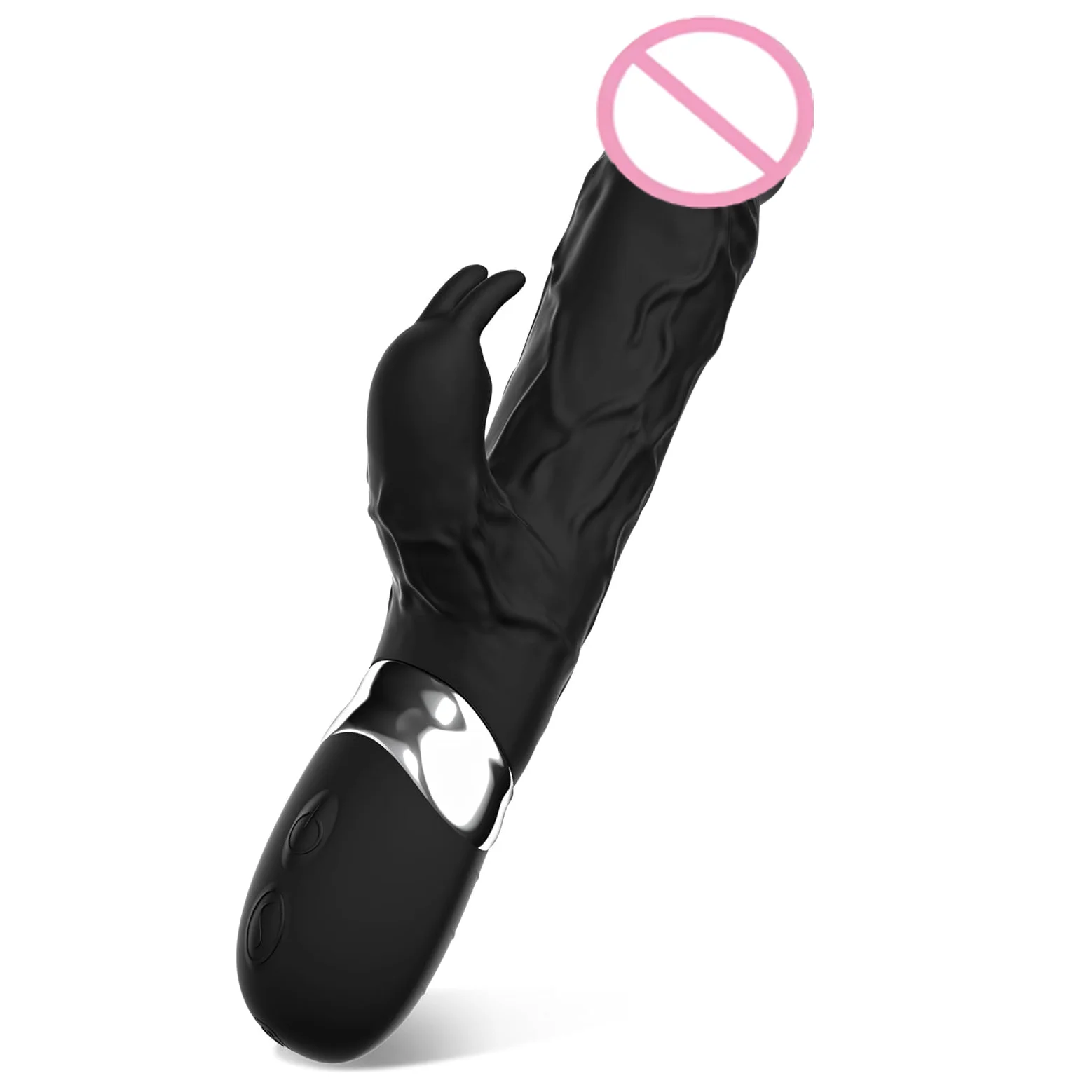 2 IN 1 Rabbit Vibrator Clitoral Massager Double Stimulation G-Spot Sex Toys for Women