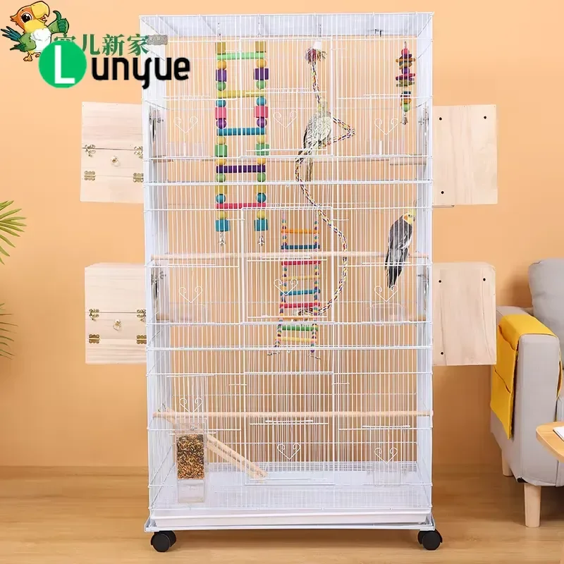 XXL Large Wide Metal Bird Cage for Parrots Pigeons Budgerigars Lovebirds Cockatoos Breeding Durable Spacious Aviary House