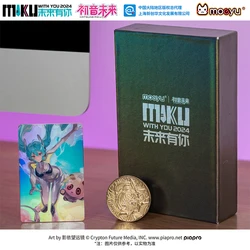 Original Moeyu Vocaloid Miku Commemorative Coins Acrylic Card Souvenir Set Collections Home Decoration Crafts Anime Gift Box