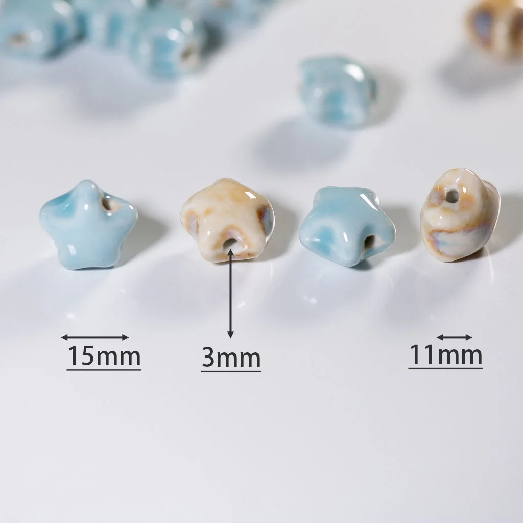 Colorful 15mm Star Ceramic Beads Handmade Accessories For Jewelry Making DIY Crafts Unique Beading Supplies