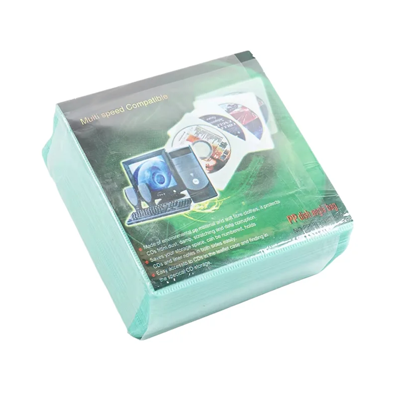 Zielony, 100 sztuk, dwustronny zestaw ochronny na płyty CD/DVD, kolorowa torba do przechowywania z miejscem na płyty, odporna na zarysowania i kurzabgi