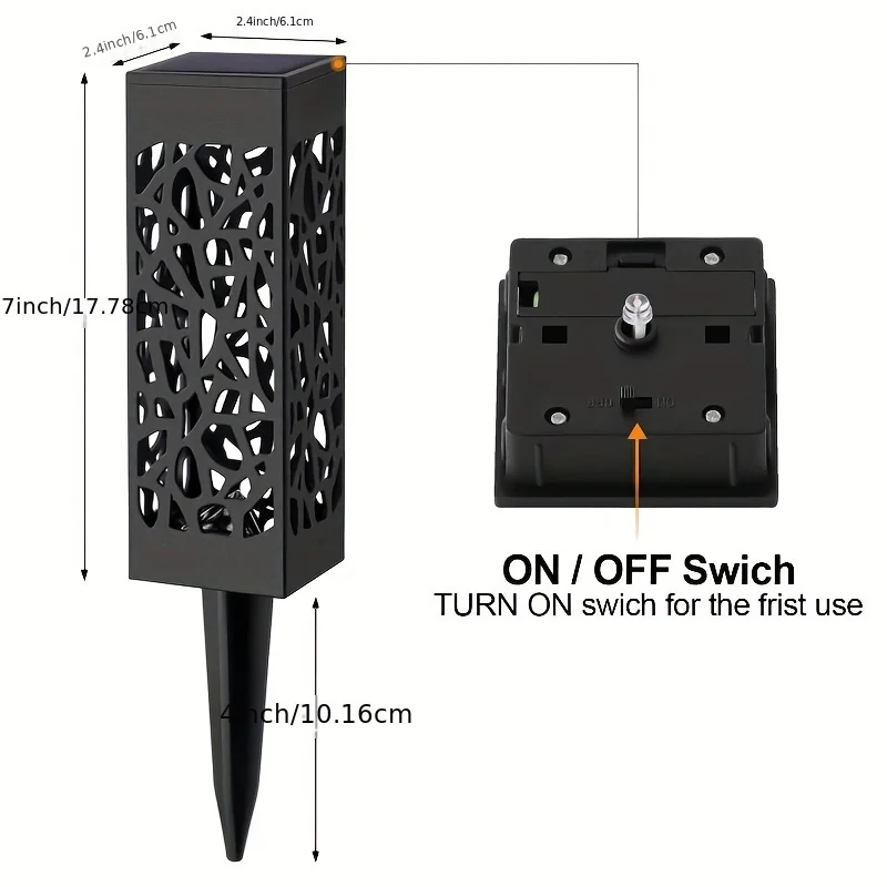 6 حزمة أضواء المسار الشمسية في الهواء الطلق LED مصابيح حديقة السيارات تشغيل/إيقاف الغسق إلى الفجر مقاوم للماء تصميم مجوف للفناء ساحة الحديقة