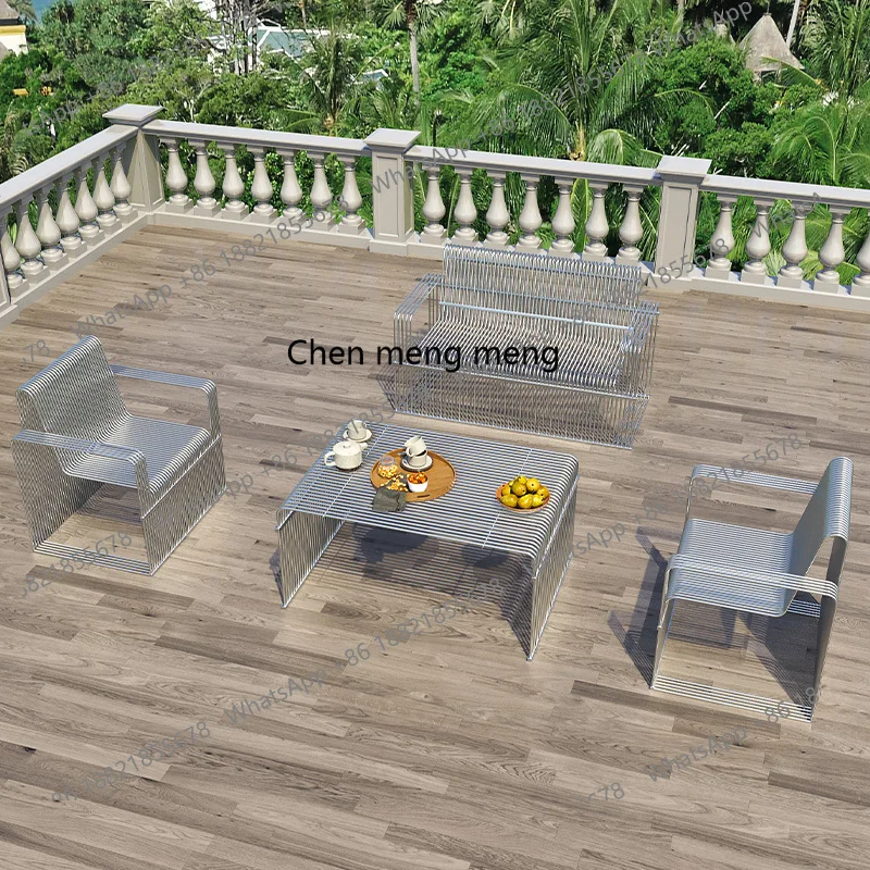 Iron stainless steel milk tea shop coffee shop family indoor outdoor sofa tables and chairs simple wind  H