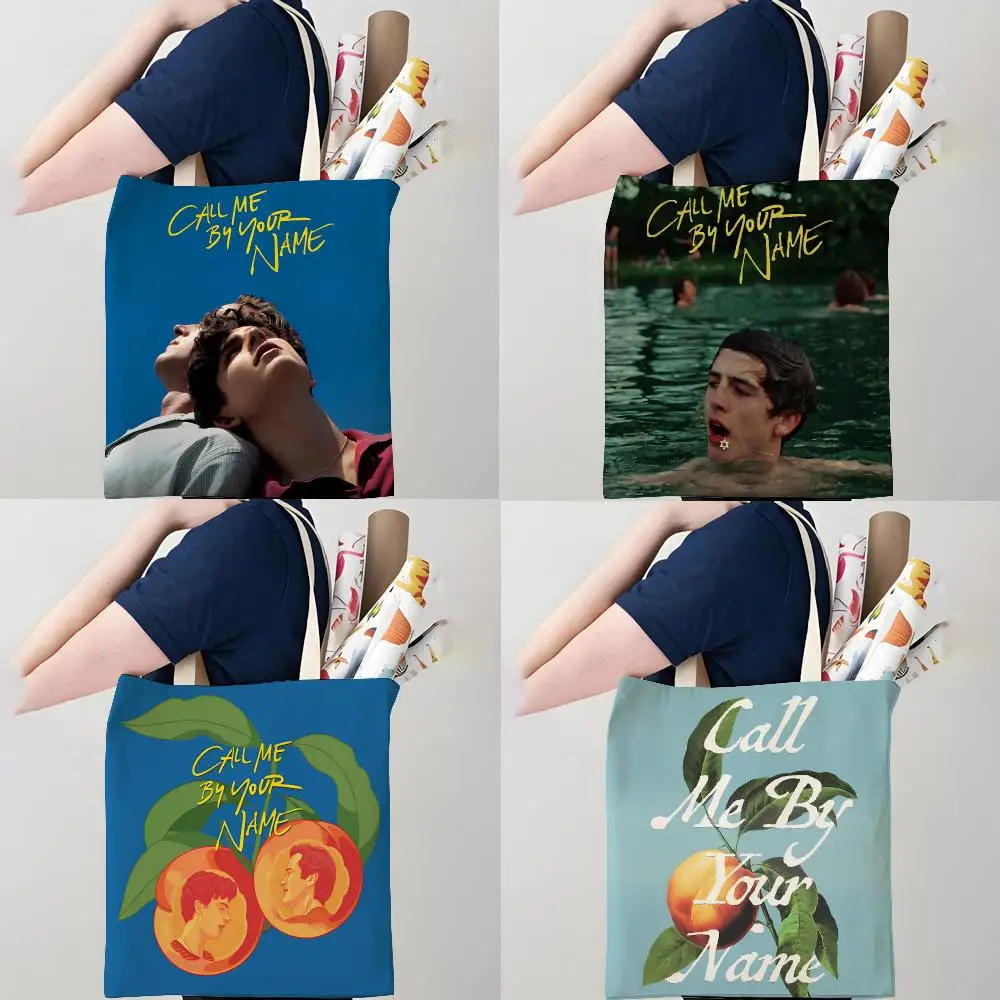 Call Me By Your Name Storage Bags Canvas Double-Sided Print Tote Bag Large Capacity Shoulder Fashion Shopping Handbag
