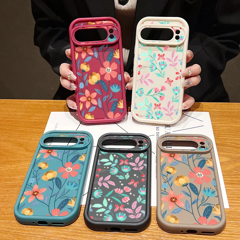 Shockproof Colorful Flower Case For Google Pixel 10 9 Pro 9A 8A 7A Pixel 9 10 Pro XL Solid Color Phone Cover For Pixel 8 9 7 Pro