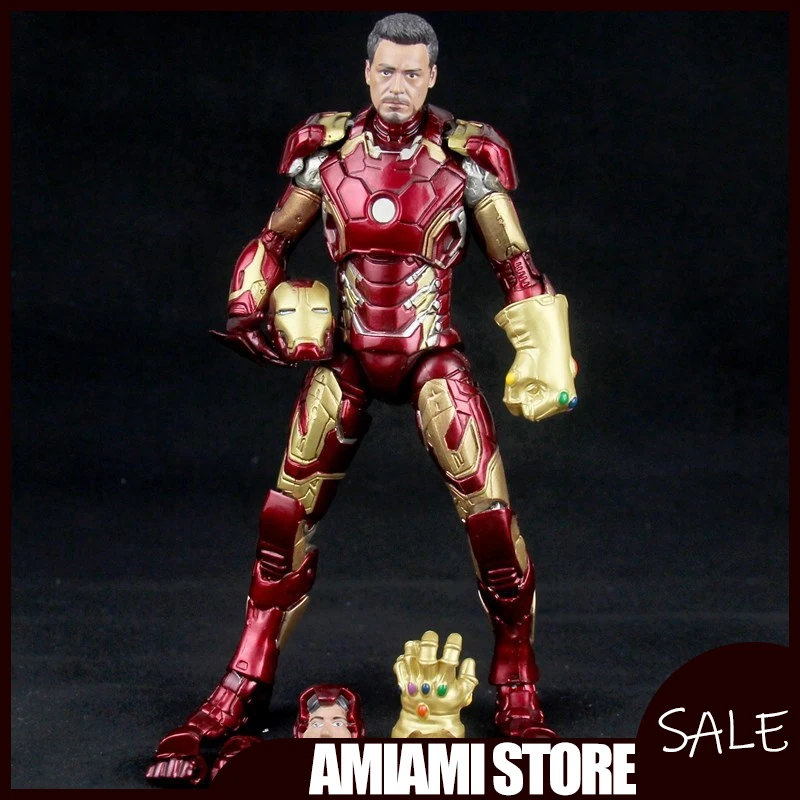 

18cm Avengers 2 Iron Man MK43 Armor Figure Hero Suit Poseable Model Collectible Action Desktop Statue Birthday Christmas Gifts