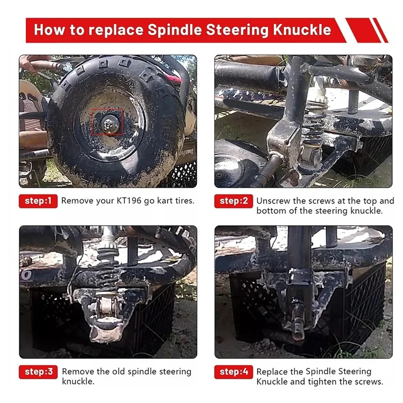

For KT194, KT196, 196Cc 6.5 Hp Go-Kart Quad Steering Knuckle Shaft Bearing 1 Pair Spindle Parts