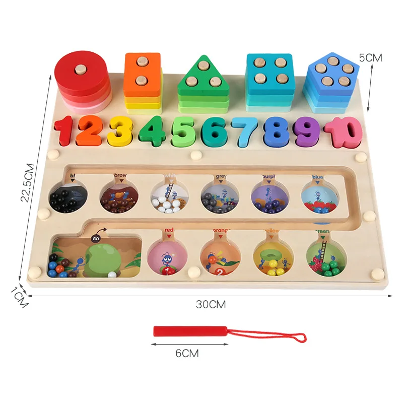 Jouets Montessori pour enfants, labyrinthe de tri magnétique en bois, jeu de société, géométrie des couleurs, apprentissage de la Cognition, jouets éducatifs pour enfants