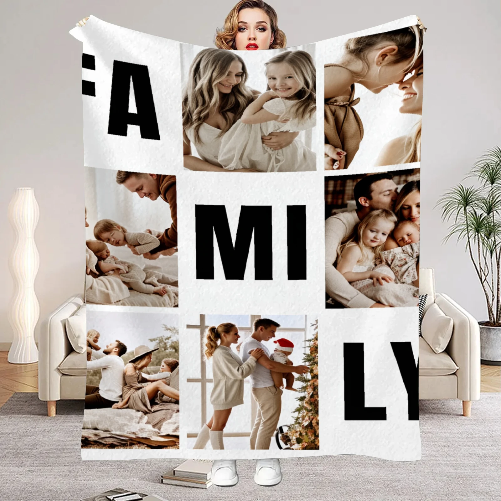 Custom Photo Flannel Blanket - Personalized Image Print, Soft & Cozy for All Seasons, Perfect Gift for Family & Friends