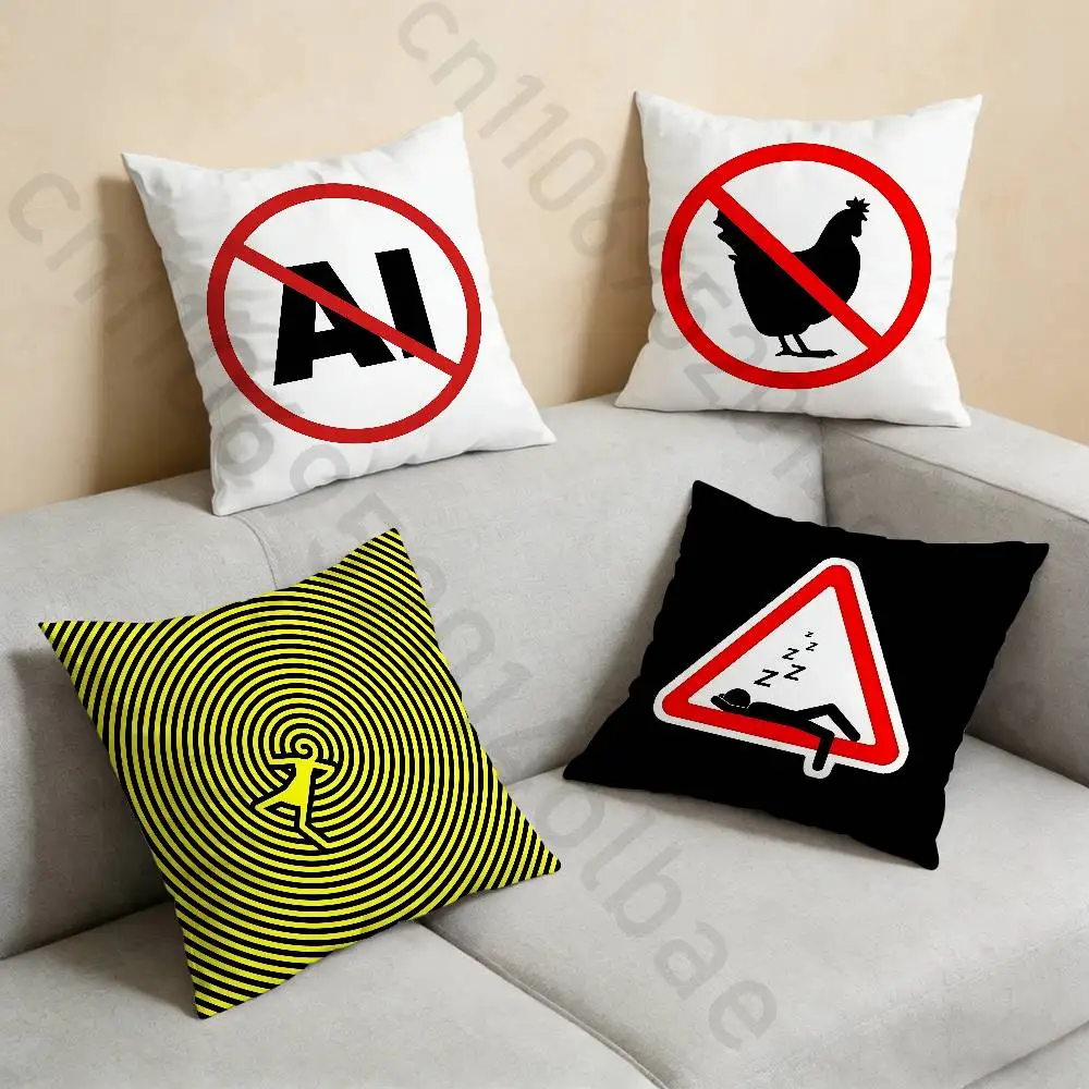 

Warning Icon Danger Banning Pillow Case Sofa Living Room Bedroom Headboard Backrest Cushion Square Cushion Nap Time