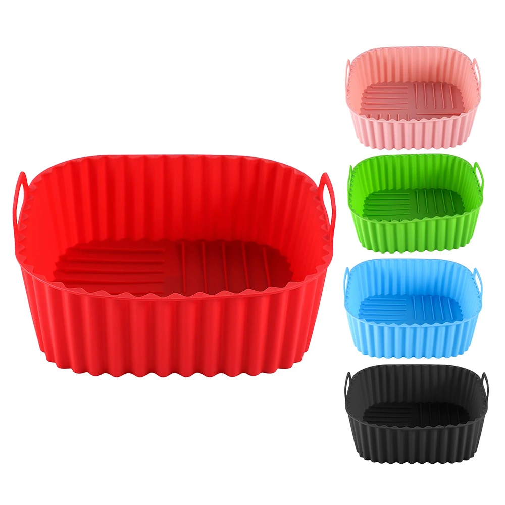 1PC Silikonowa taca do pieczenia Frytkownica powietrzna Kwadratowa taca izolacyjna Odporna na wysokie temperatury i łatwa do czyszczenia Kosz do frytkownicy powietrznej — zdjęcie 4