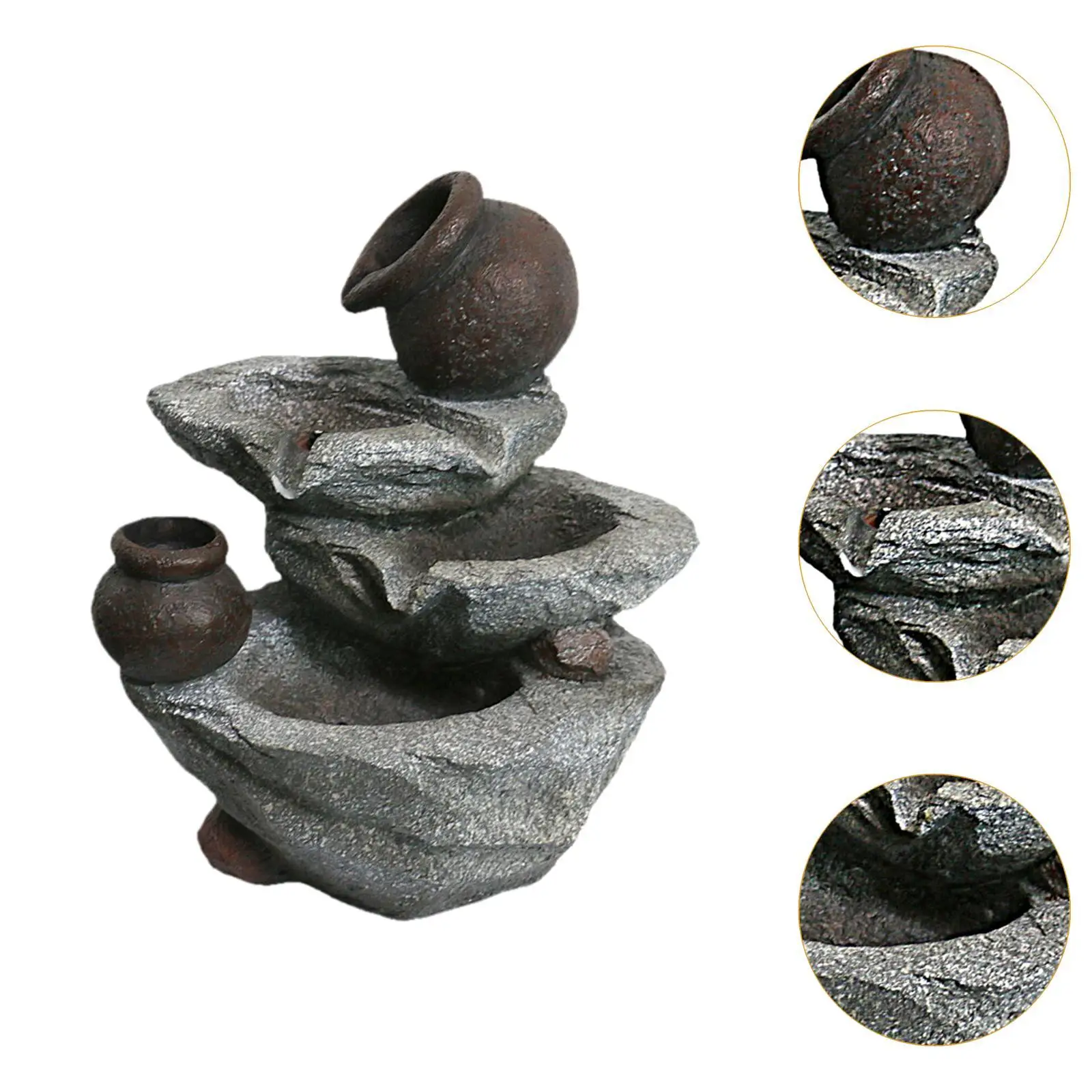 Resin Tabletop Waterfall Fountain Indoor Feng Shui Water Feature with Light for Meditation Spa Office Bedroom Gift - view 5
