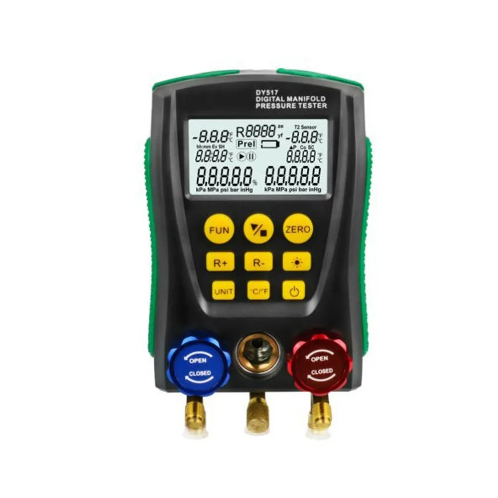 DY517 Pressure Gauge Digital Vacuum Pressure Manifold Tester Meter HVAC Temperature Tester Digital Manifold Gauge