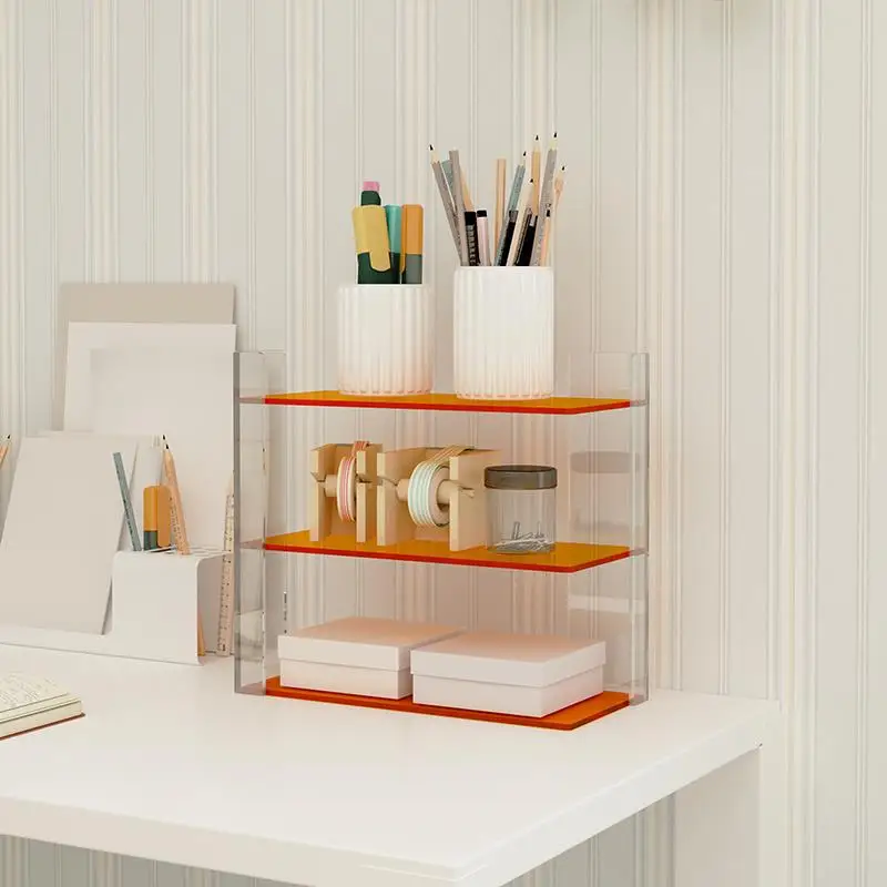 

Acrylic Desktop Storage Rack Student Desk Shelf Office Station Organizing Rack Multi-layer Storage Organizing Rack