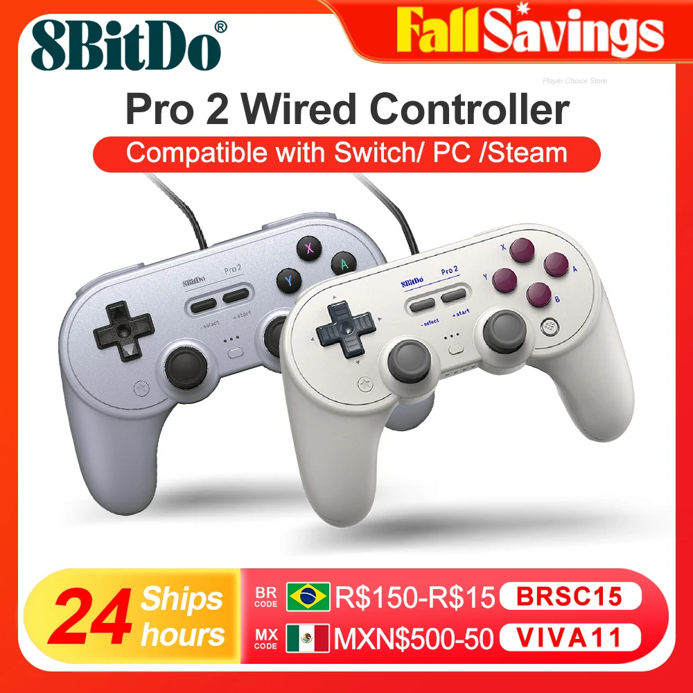 8BitDo Pro 2 Wired Gamepad for Nintendo Switch PC Gamepad RetroPie Raspberry Pi Ultimate Software Adjustable Hair Triggers