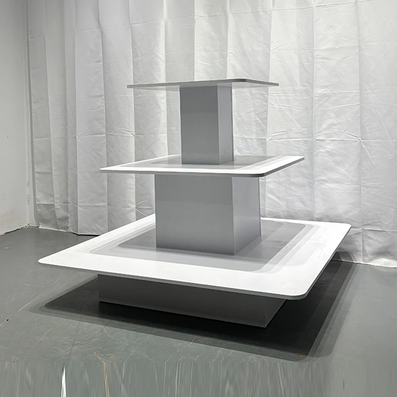 KEWAY Customized Wholesales 3 Tier Square Display Table Retail Store MDF Wooden Display for Retail Stores