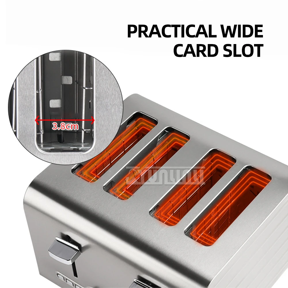 Automatic Electric Toaster Stainless Steel 4 Slices Slot Bread Toast Baking Oven Breakfast Maker Tostador Camping