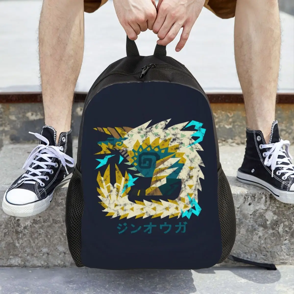 

Monster Hunter World Iceborne Zinogre Kanji Icon Рюкзак Детская сумка для книг Школьная сумка Сумки на плечо для мужчин и женщин