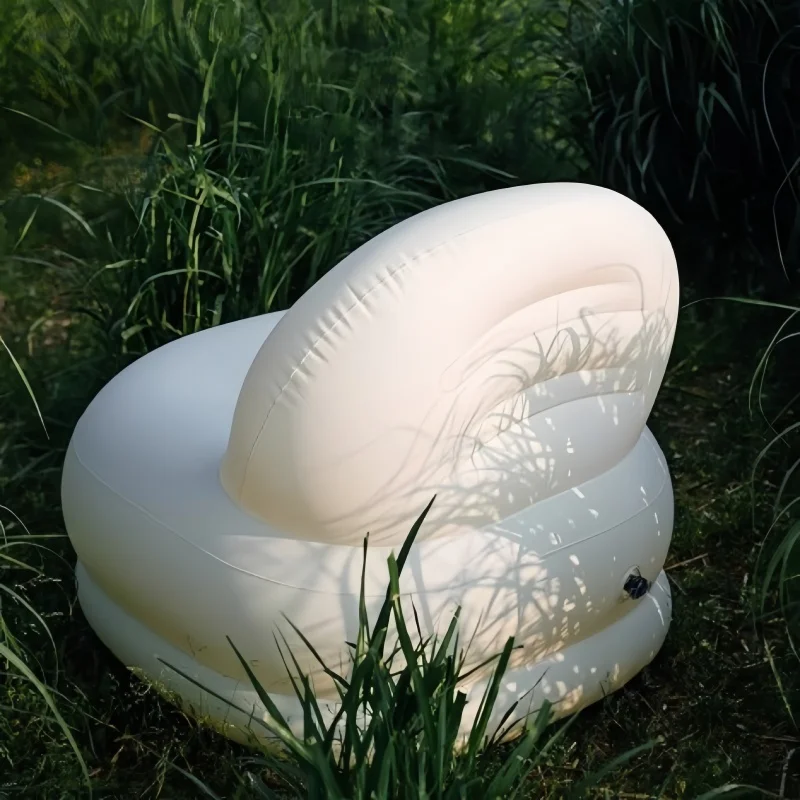 Outdoor Inflatable Lazy Sofa, White PVC Air Chair with Backrest - Portable Waterproof Inflatable Furniture for Terrace Gardens image 5