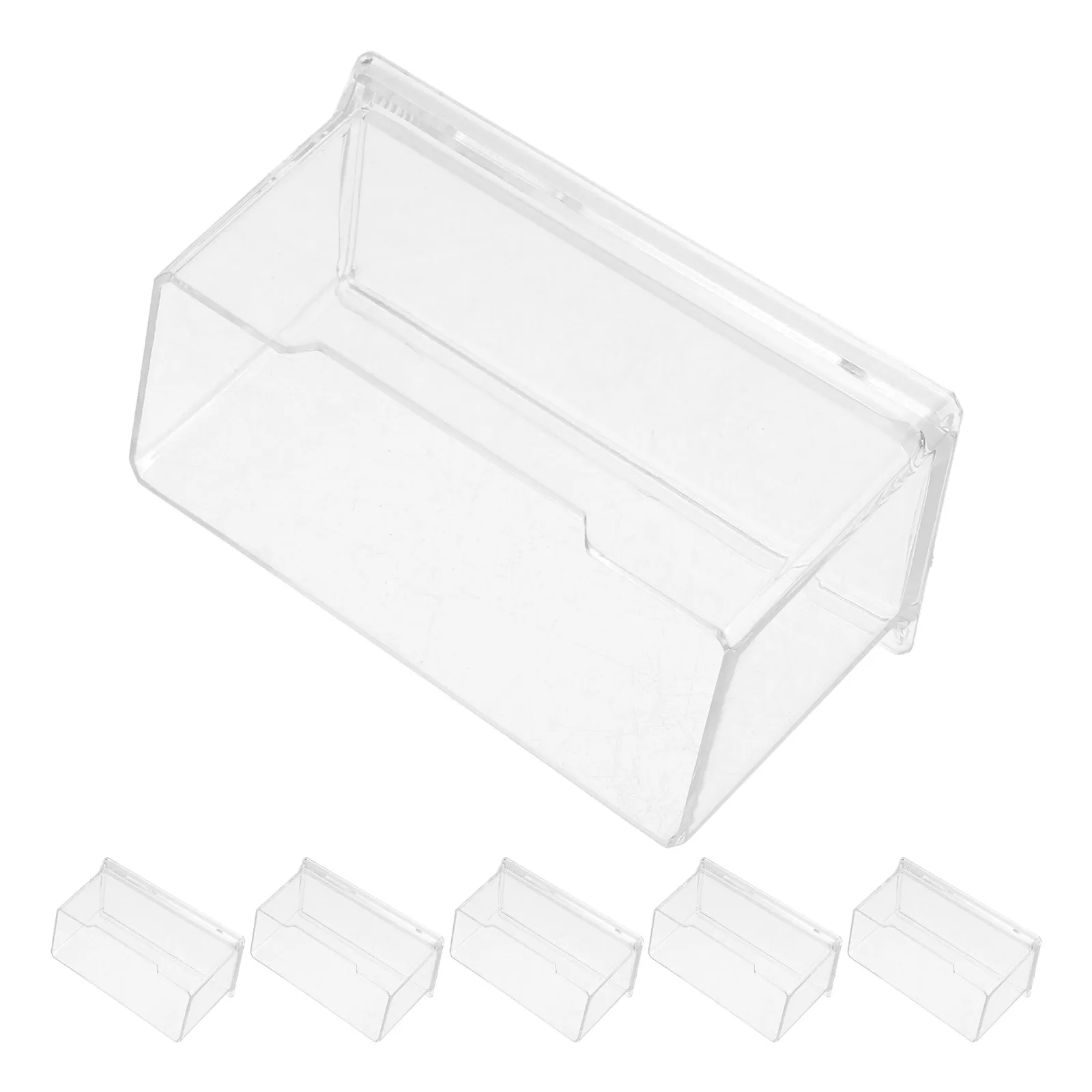 

6pcs Clear Acrylic Business Display Stand Horizontal Name Organizer Storage Rack For Desk Exhibition Office Home Transparent