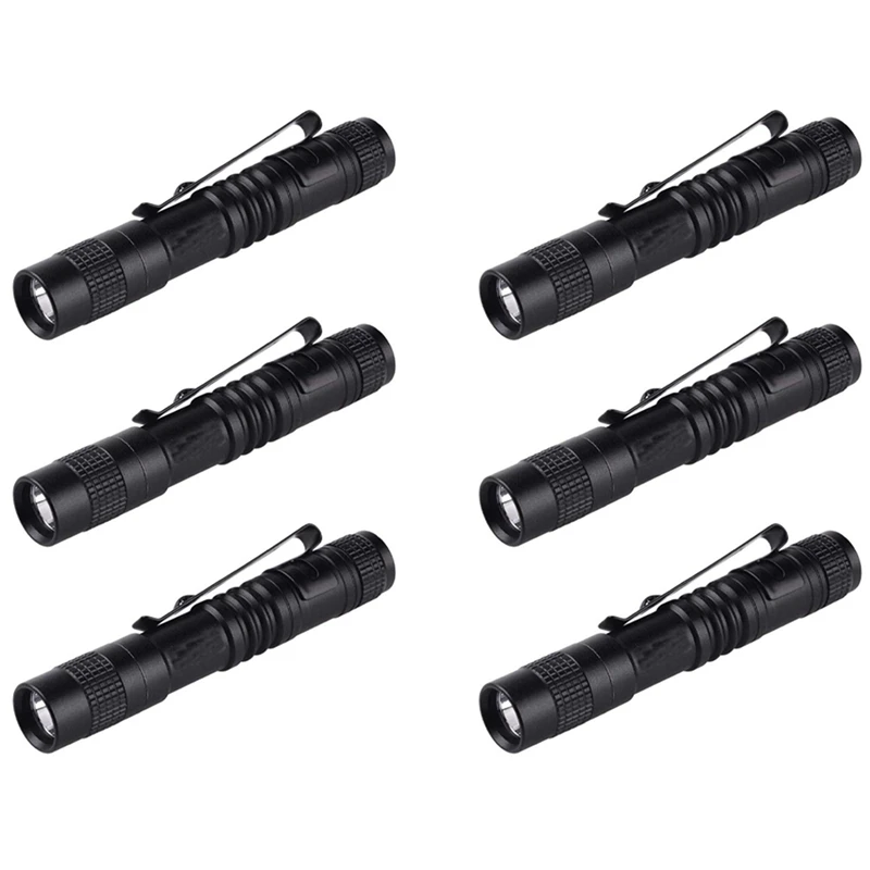 

6X Flashlight Pen Torch Super Small Mini AAA XPE-R3 LED Lamp Belt Clip Light Pocket Torch With Holster