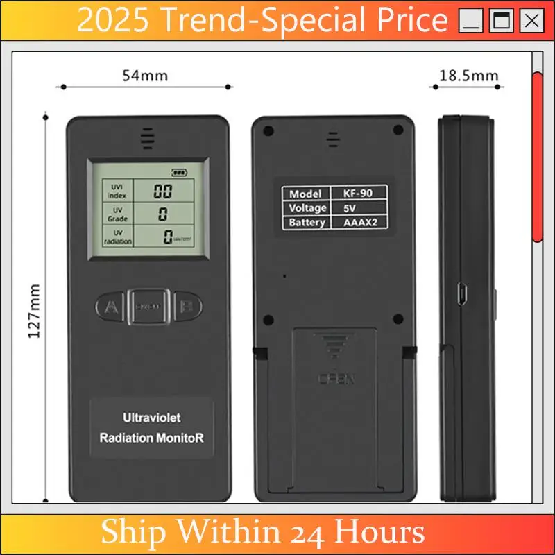 CHYY Top Black Radiation Monitor Digital UV Detector For Home Office Outdoor Inspection Black