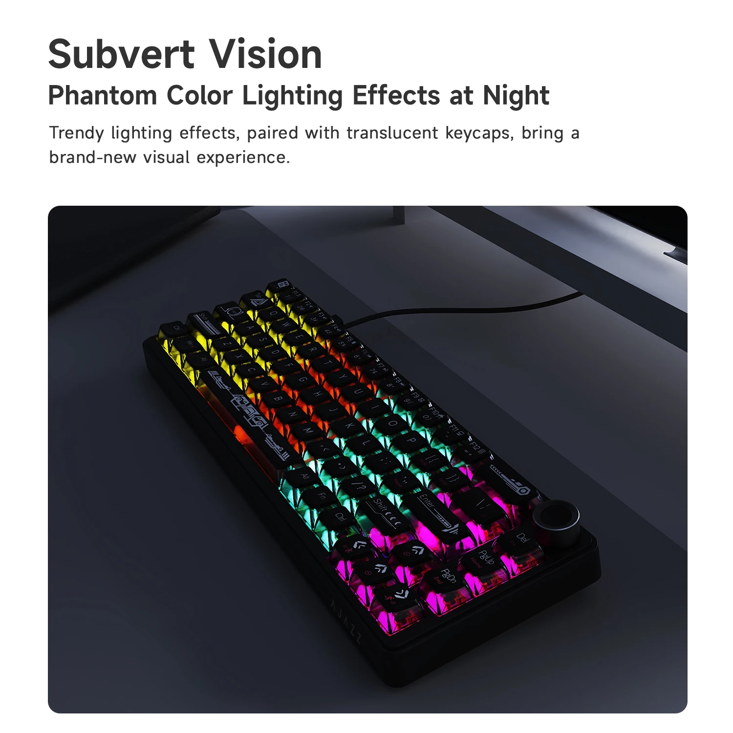 AJAZZ AK690 Wired Mechanical Keyboard with Metal Knob, 68 Keys