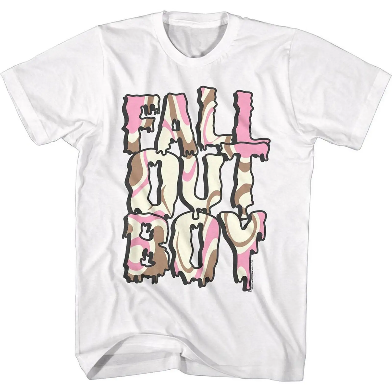 Fall Out Boy Neapolitan Logo White Adult T Shirt