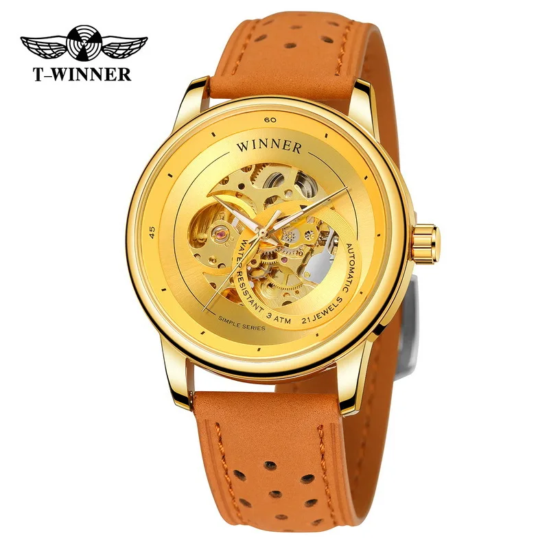 

2023 New Fashion Winner Top Brand Hollow Out Fully Automatic Mechanical Men's Luxury Genuine Leather Business Watch