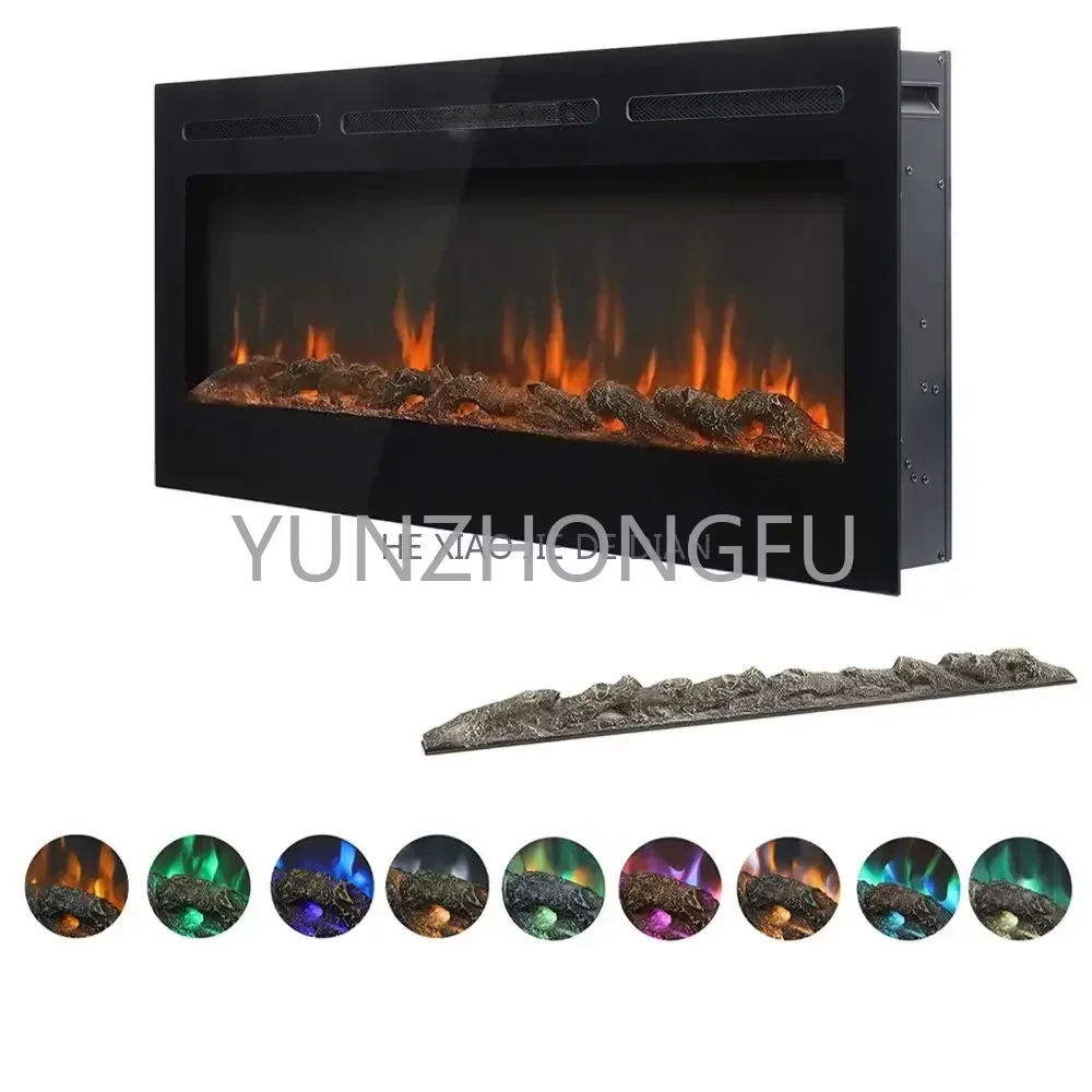 Hidden Wall Mounted Home Heating with Remote Control Living Room Electric Fireplace Decorative Wood 3d Indoor Fire Prevention