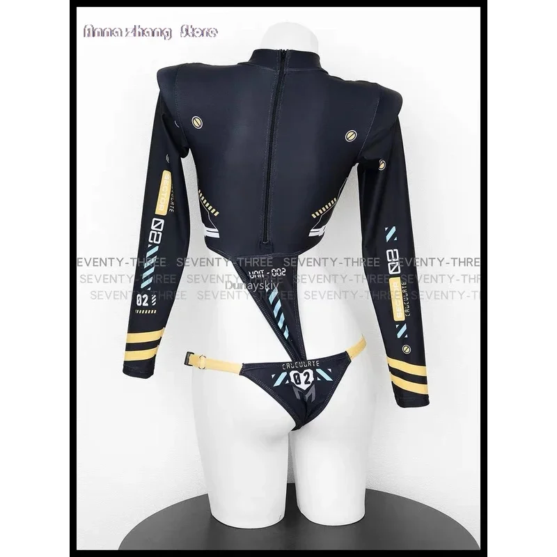 Cyber Mechanische Cosplay Jumpsuit Badpak Punk Uitgehold Sukumizu Kostuums Badmode Bodysuit Sexy Vrouwen