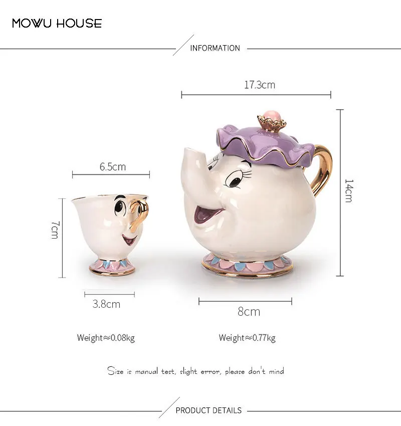 Teapot Cute Manga Coffee Pot Mug Set Chip Cup Gift Family Kitchen Dining_maomaolike.com
