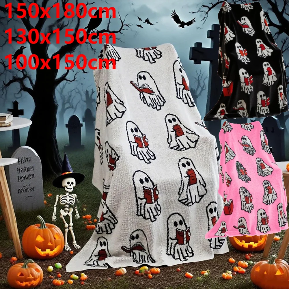 

Ghost Reader Blanket Throw Blankets Ghost Reading Book Ghost Reading Blanket for Bedroom Living Room Sofa Couch Christmas Gifts