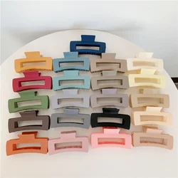 New 10cm Hair Claw Clips Large Rectangle Hollowed Matte Plain Color Clamps Geometric Big Grab Shark Clip Ins Women Accessories