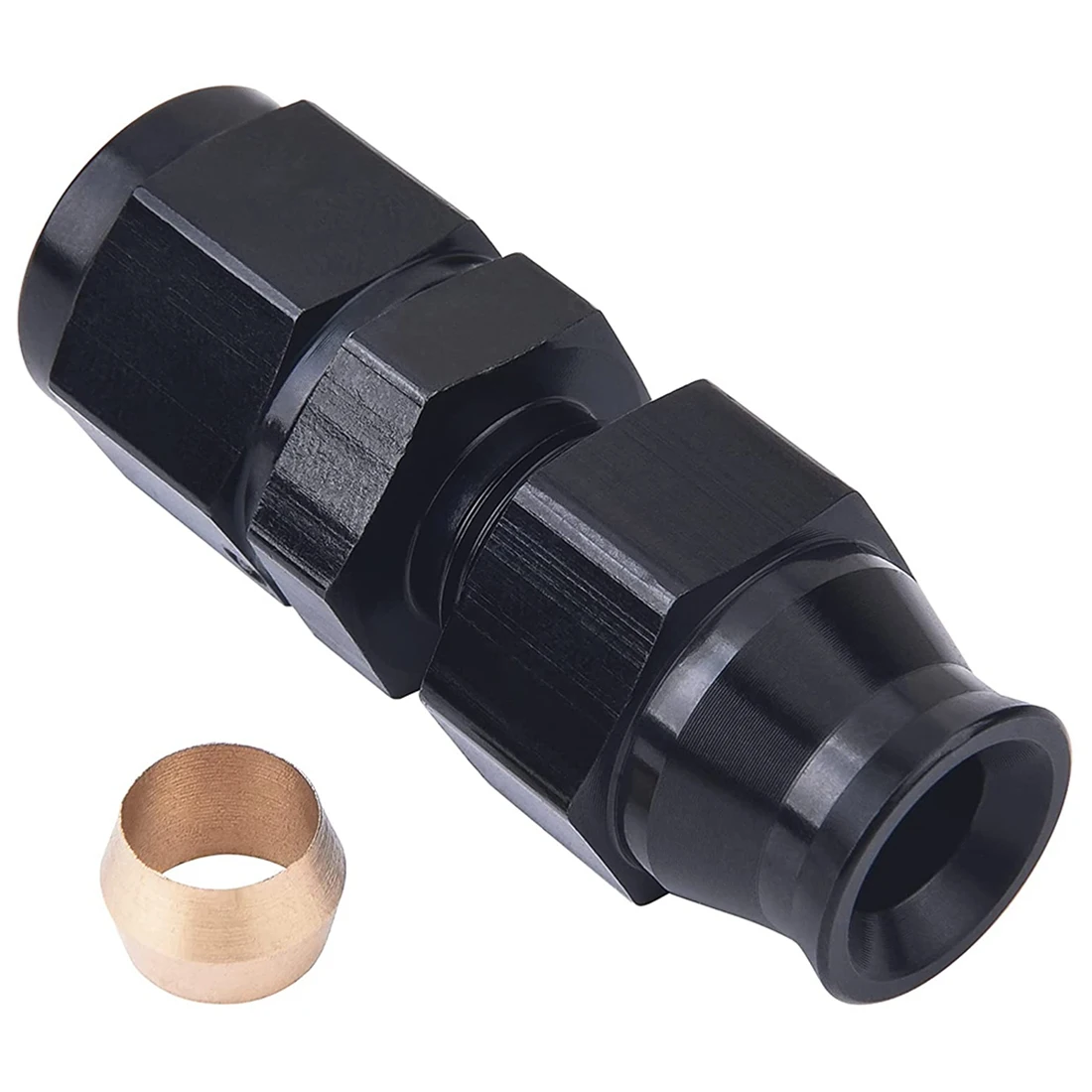 6AN Female Flare to 5/16inch Fuel Hardline Tube Fitting Adapter Connector Aluminum Alloy Black Anodized Straight (5/16)