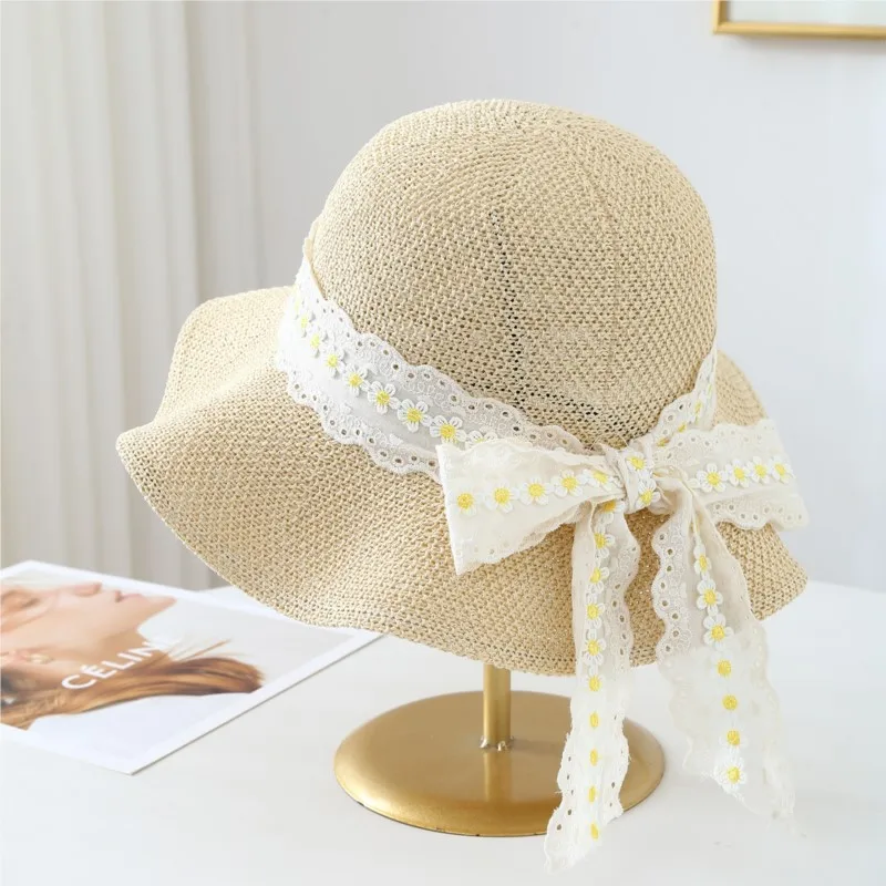 Floral knot hat larger in the front and smaller back fisherman's basin