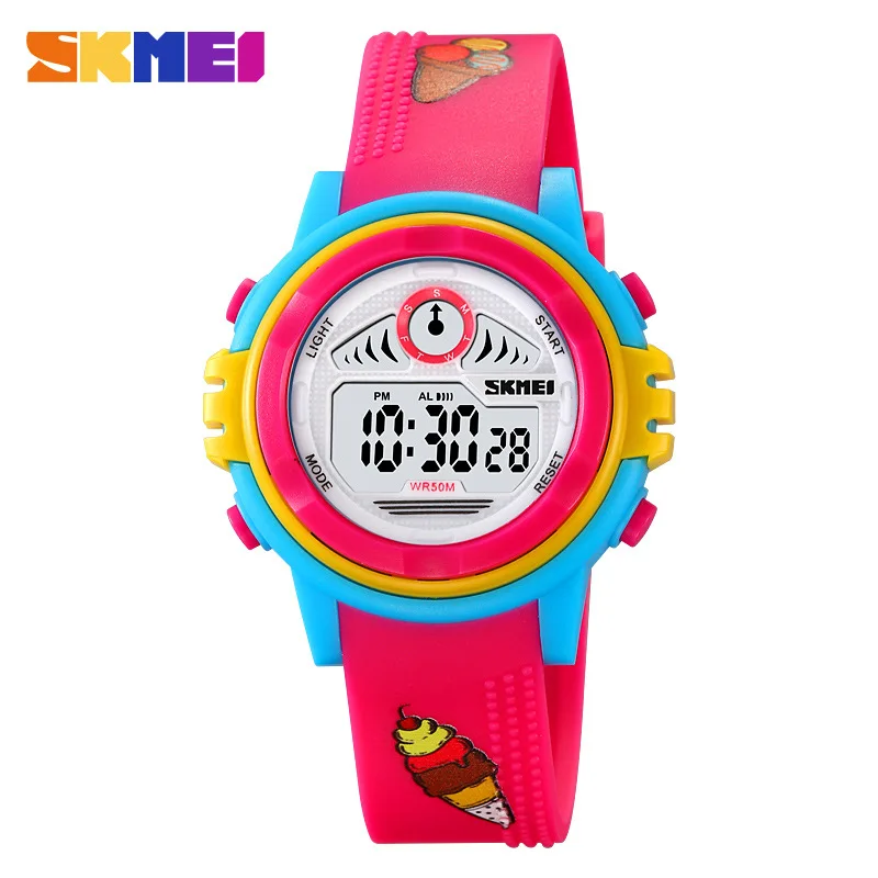 SkmeiДетские часы Студенческие спортивные часы на открытом воздухе семь цветов Серебристые водонепроницаемые электронные часы