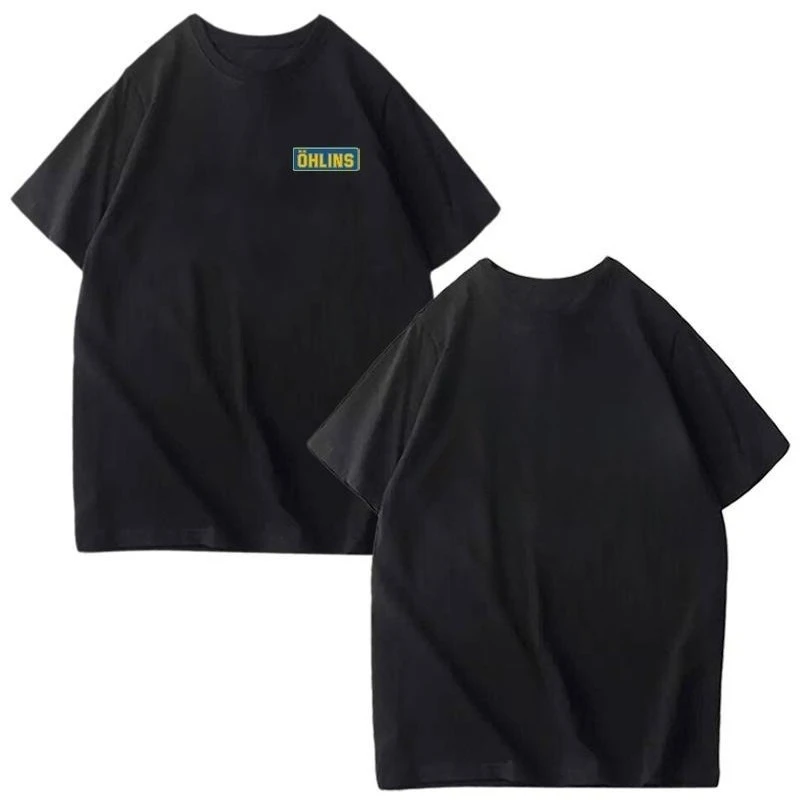 Ohlins Shock Absorber Pattern Car Modification Vehicle Accessories Men's and Women's Short-sleeved Pure Cotton T-shirts