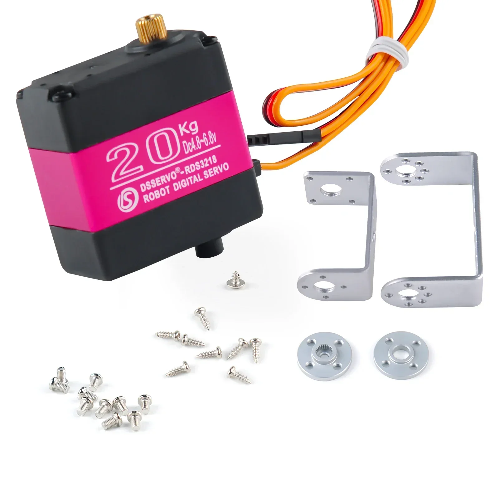 Rds3218 servo digital 20kg 180/270 graus eixo duplo rc à prova dwaterproof água rc robô braço servos alto torque metal engrenagem dservo u suporte